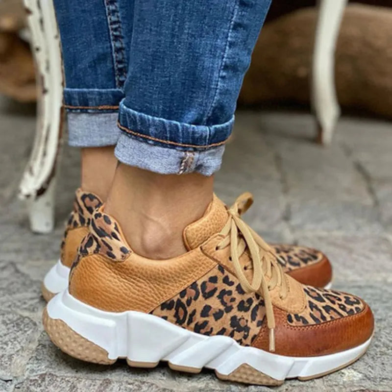 LEONI  - Lässige vulkanisierte Leopard Sneakers mit dicken Sohlen