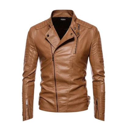 Cooper | Lederjacke Herren Herbst/Winter Vintage Motorrad Lapel Wasserdichte Jacke