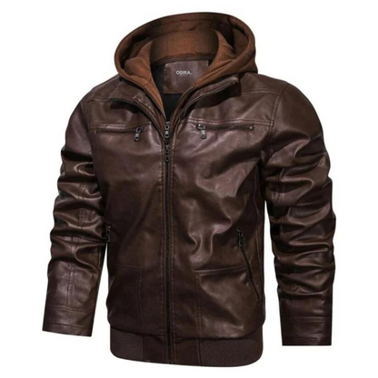 William- Stilvolle Premium Leder-Winter-Jacke mit Kapuze