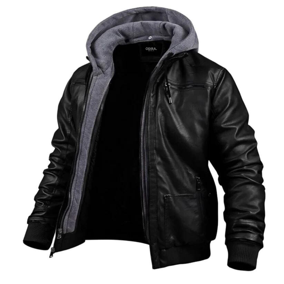 William- Stilvolle Premium Leder-Winter-Jacke mit Kapuze