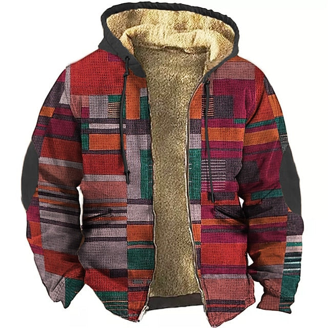 KARL - Hoodiejacke mit warmen Kunst-Fell im Karomuster