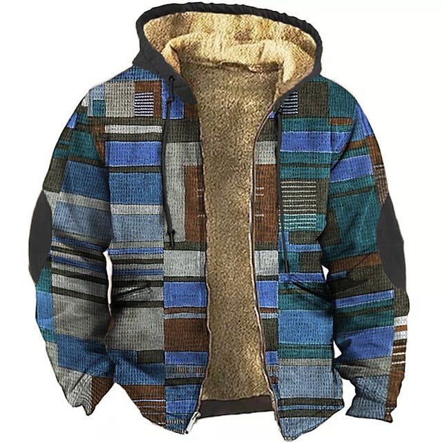 KARL - Hoodiejacke mit warmen Kunst-Fell im Karomuster