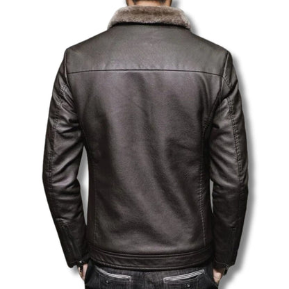 Liam | Herren Lederjacke mit Pelzkragen