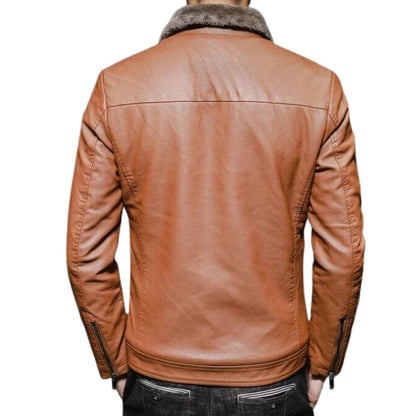 Liam | Herren Lederjacke mit Pelzkragen