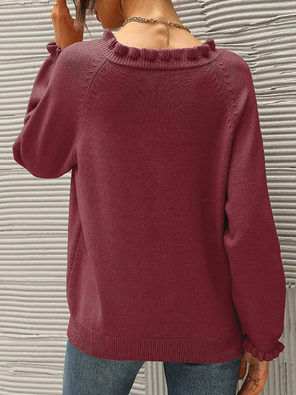 AMBER - Pullover mit gerafften Viertelknöpfen