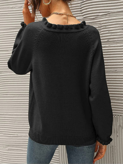 AMBER - Pullover mit gerafften Viertelknöpfen