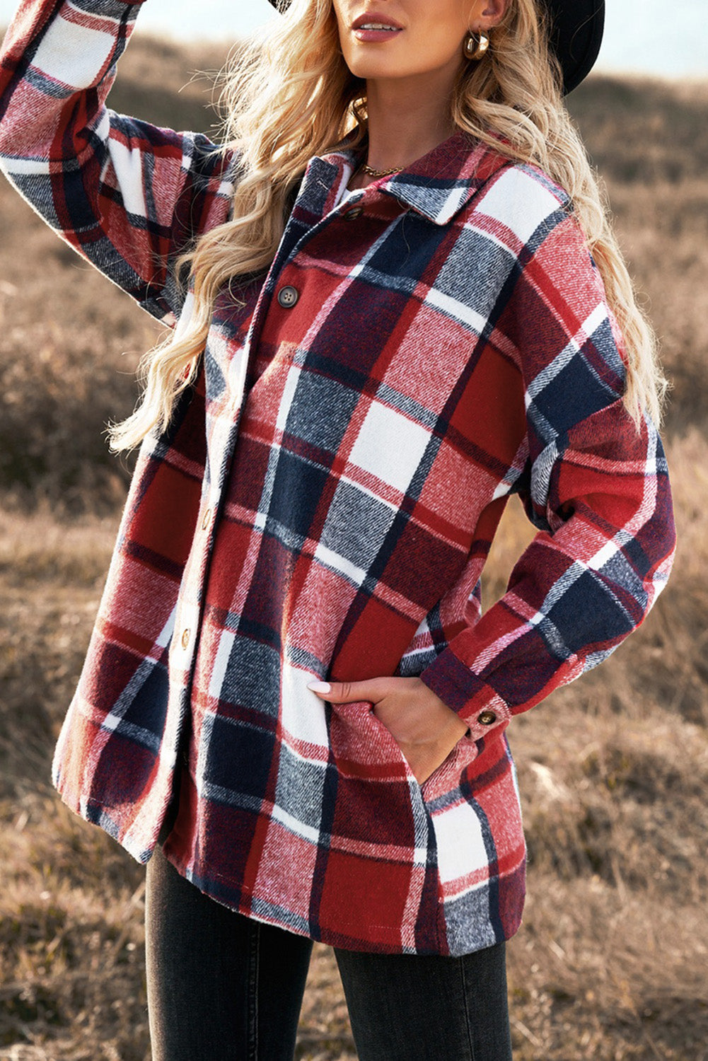 SIMONE - Damen Casual Lose Plaid Jacke