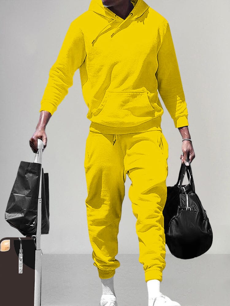 Stylish Athleisure Hoodie Set Sports Set coofandy Yellow S 