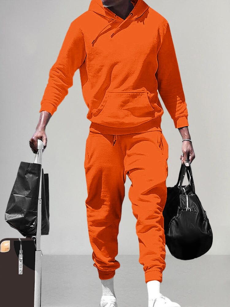 Stylish Athleisure Hoodie Set Sports Set coofandy Orange S 