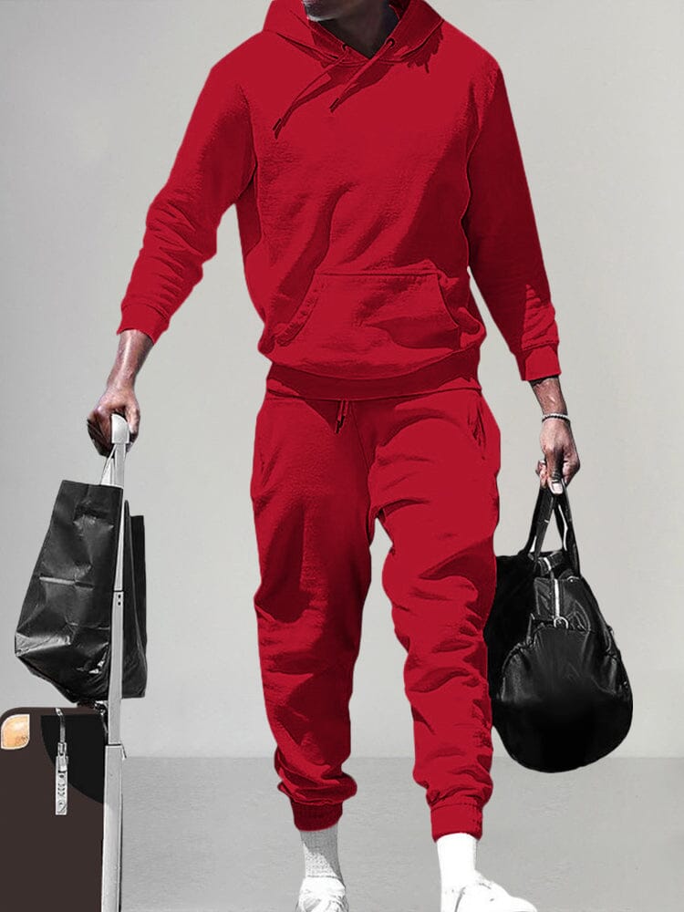 Stylish Athleisure Hoodie Set Sports Set coofandy Red S 