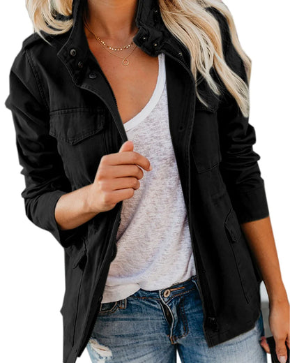 BRENDA - Damen Casual Zipper Jacke für Herbst