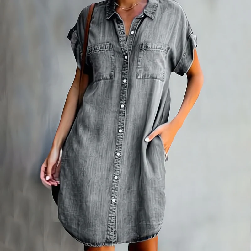 DAPHNE - MODISCHES DENIM-KLEID FÜR FRAUEN